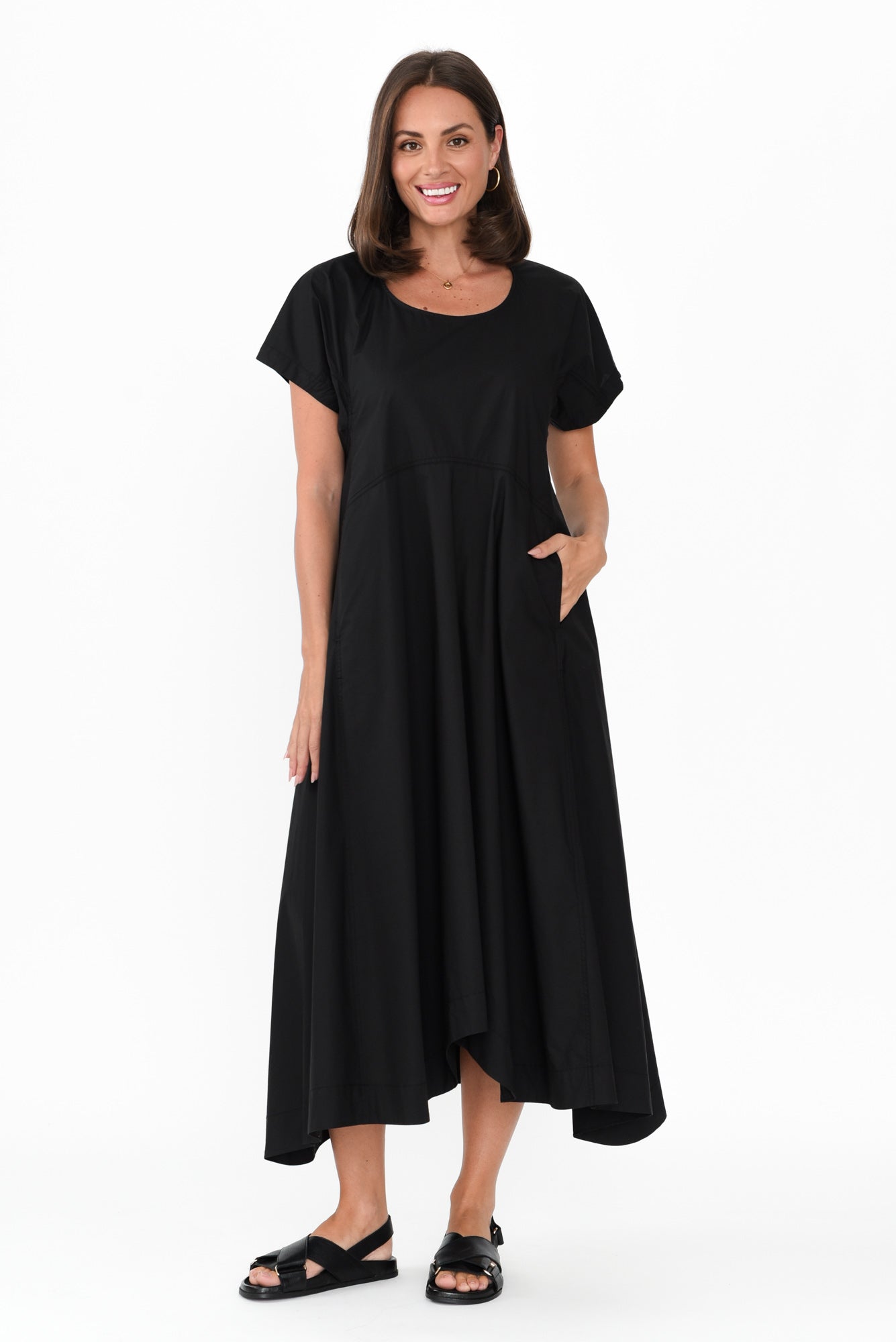 Harlyn Black Cotton Tulip Dress