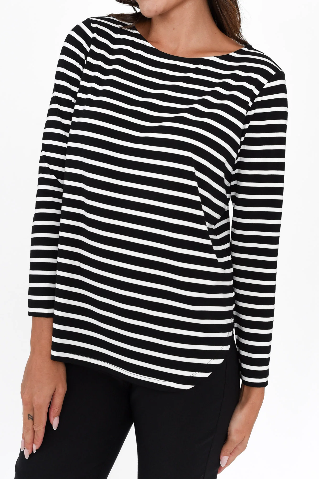 Adele Black Stripe Long Sleeve Bamboo Tee