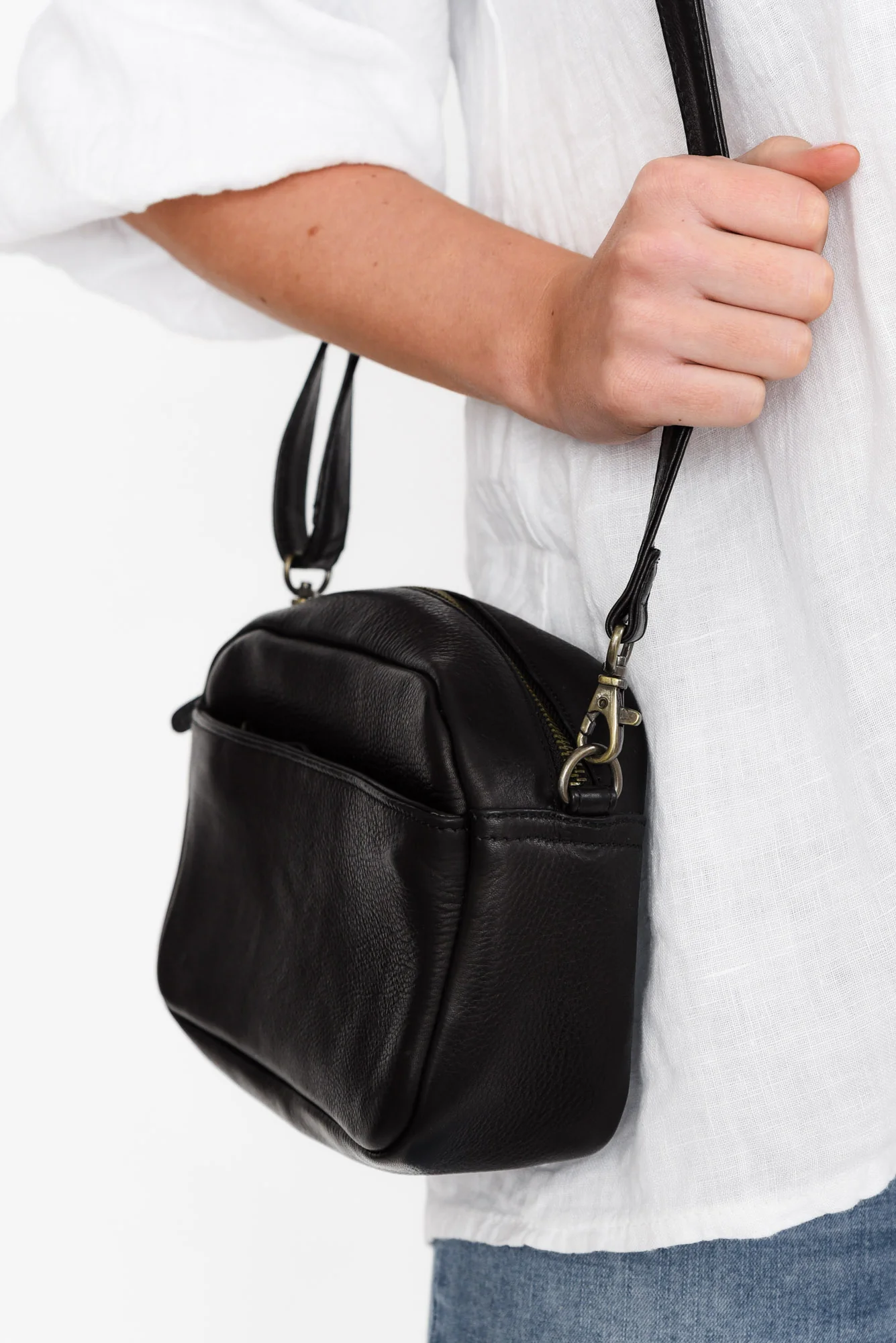 Mallie Black Leather Crossbody Bag