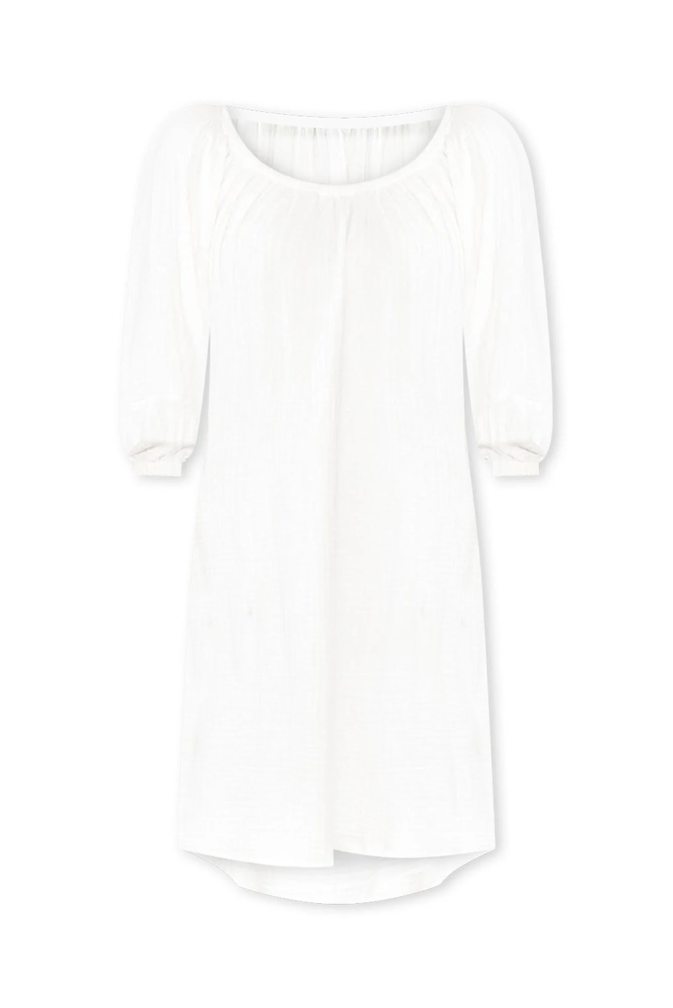 Raina White Cotton Cheesecloth Sleeved Dress