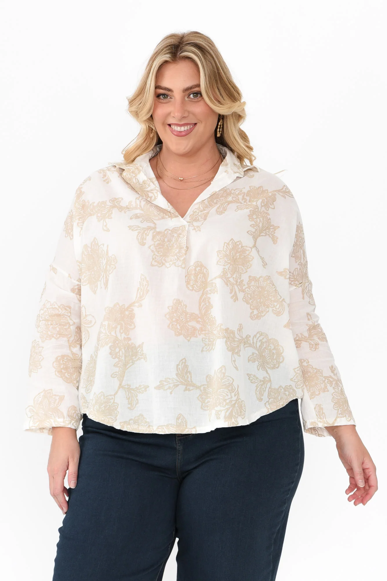 Philly Cream Floral Cotton Top