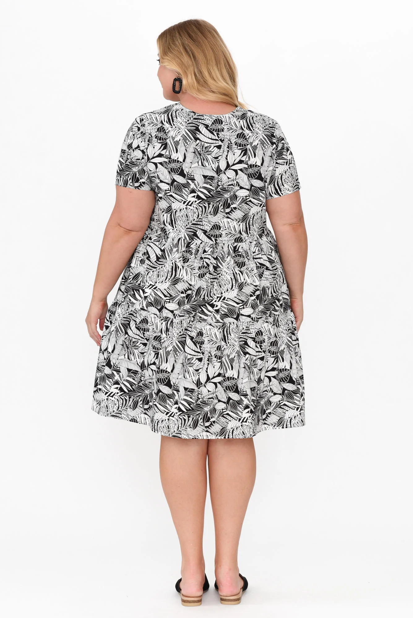 Kienna Black Jungle Cotton Poplin Dress