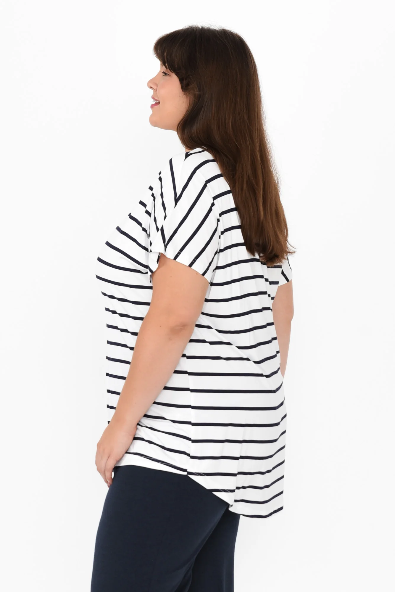 Danya White Stripe Bamboo Top