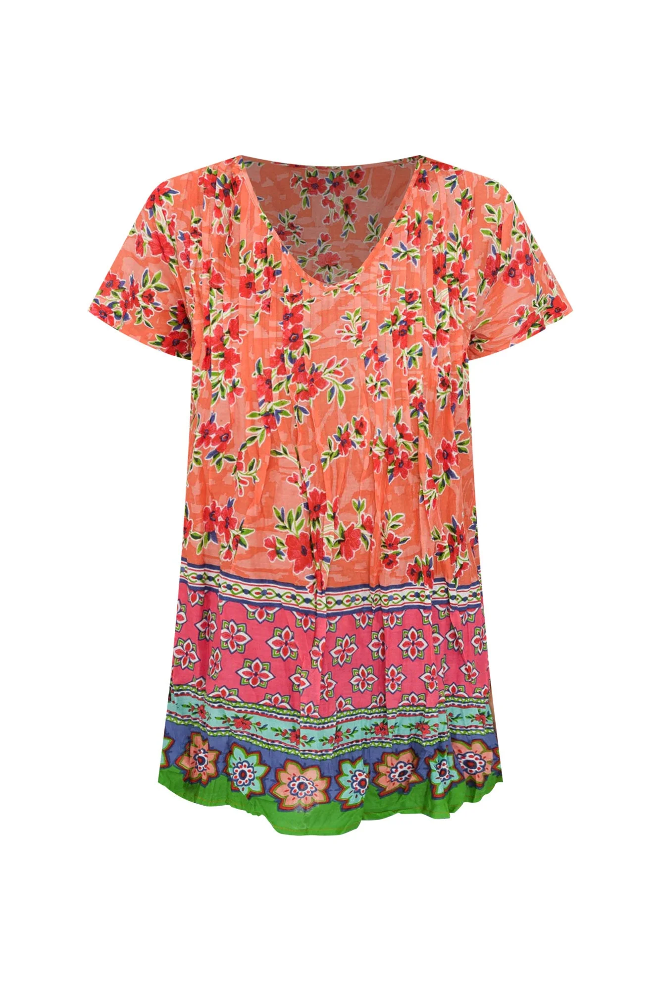 Fia Blush Floral Crinkle Cotton Top