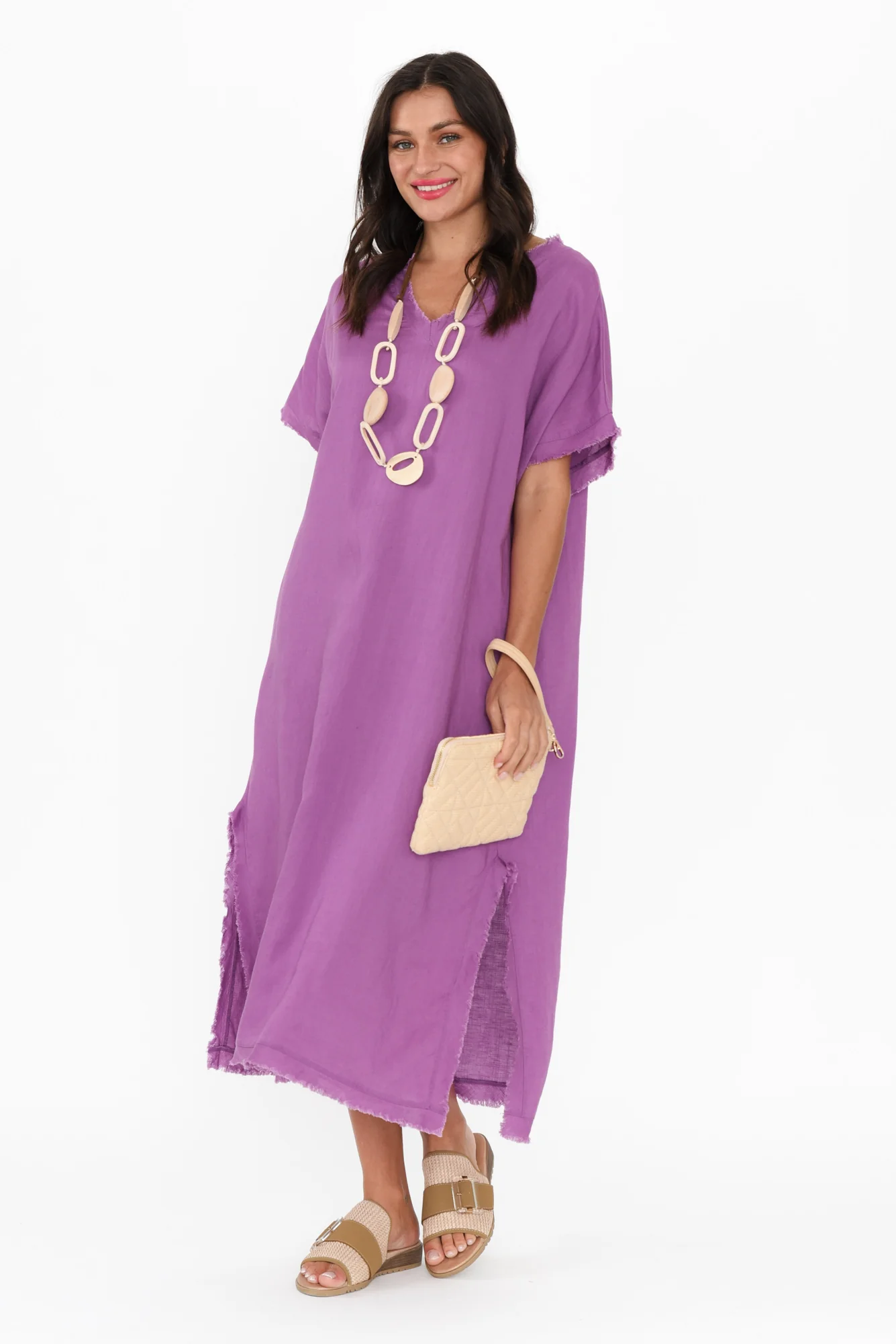 Darlene Purple Linen Blend Dress