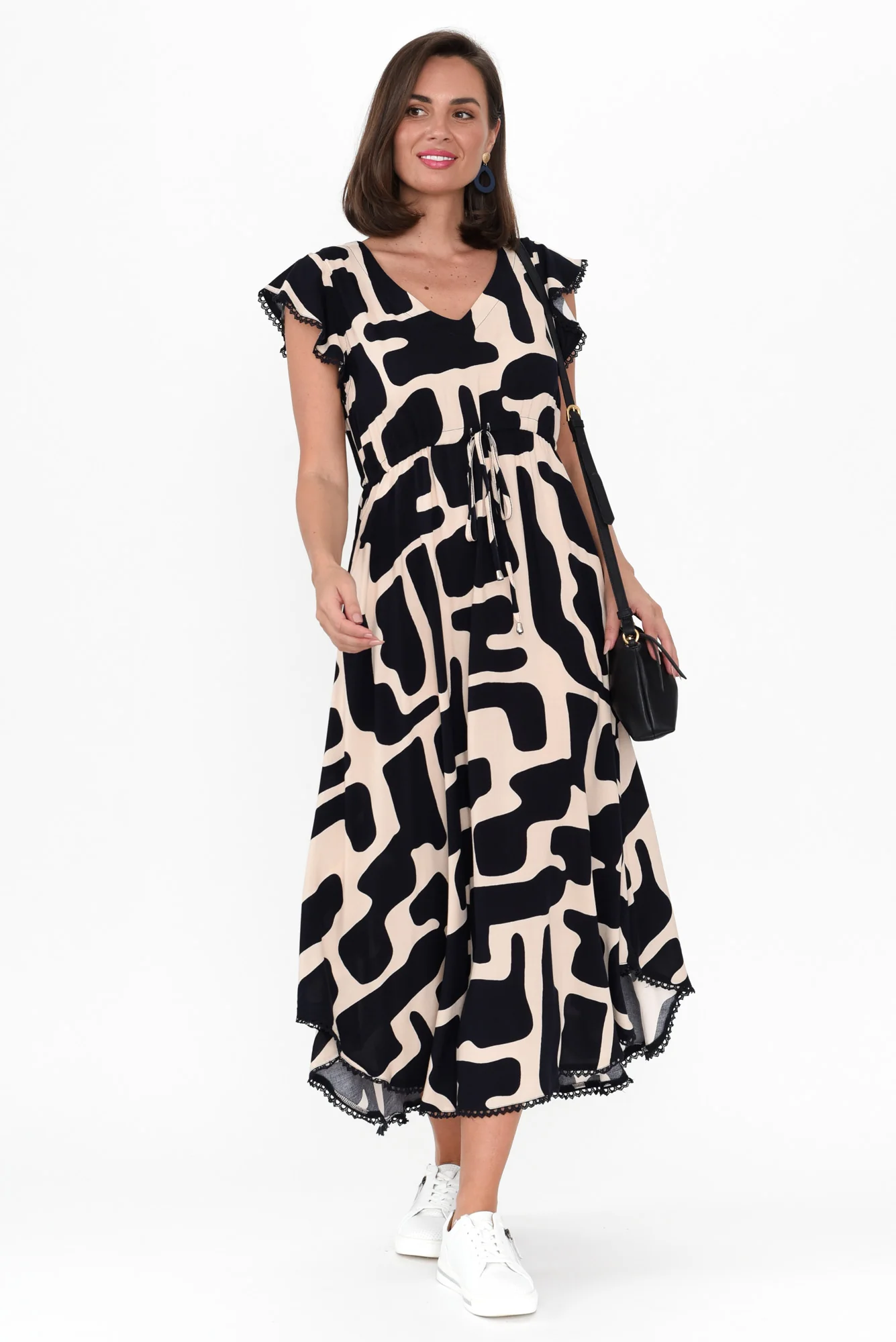 Libby Dark Navy Geo Midi Dress