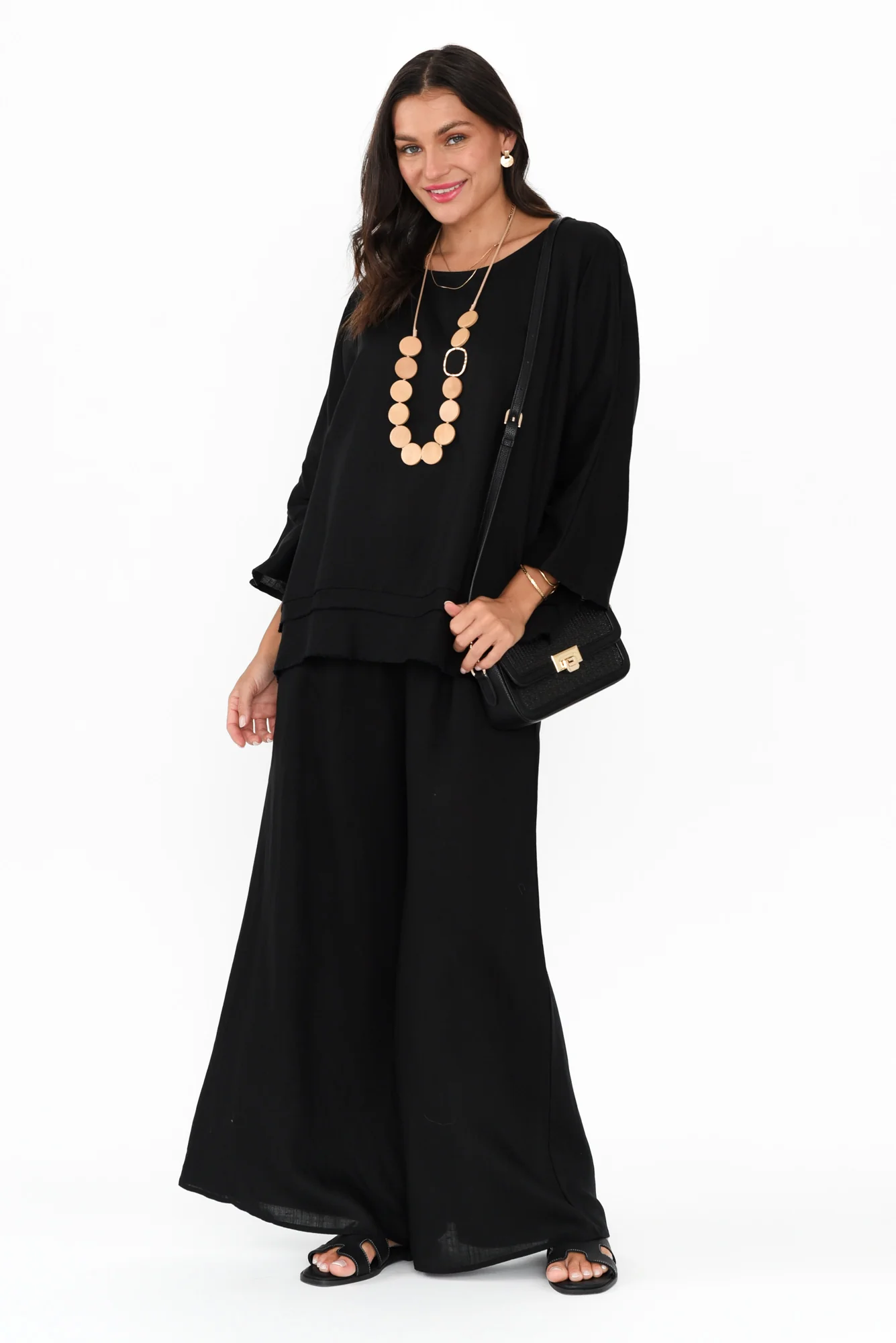 Emeline Black Linen Blend Pants