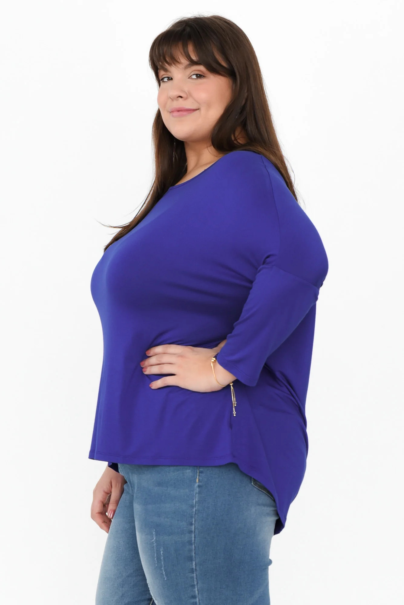 Royal Blue Milan 3/4 Sleeve Top