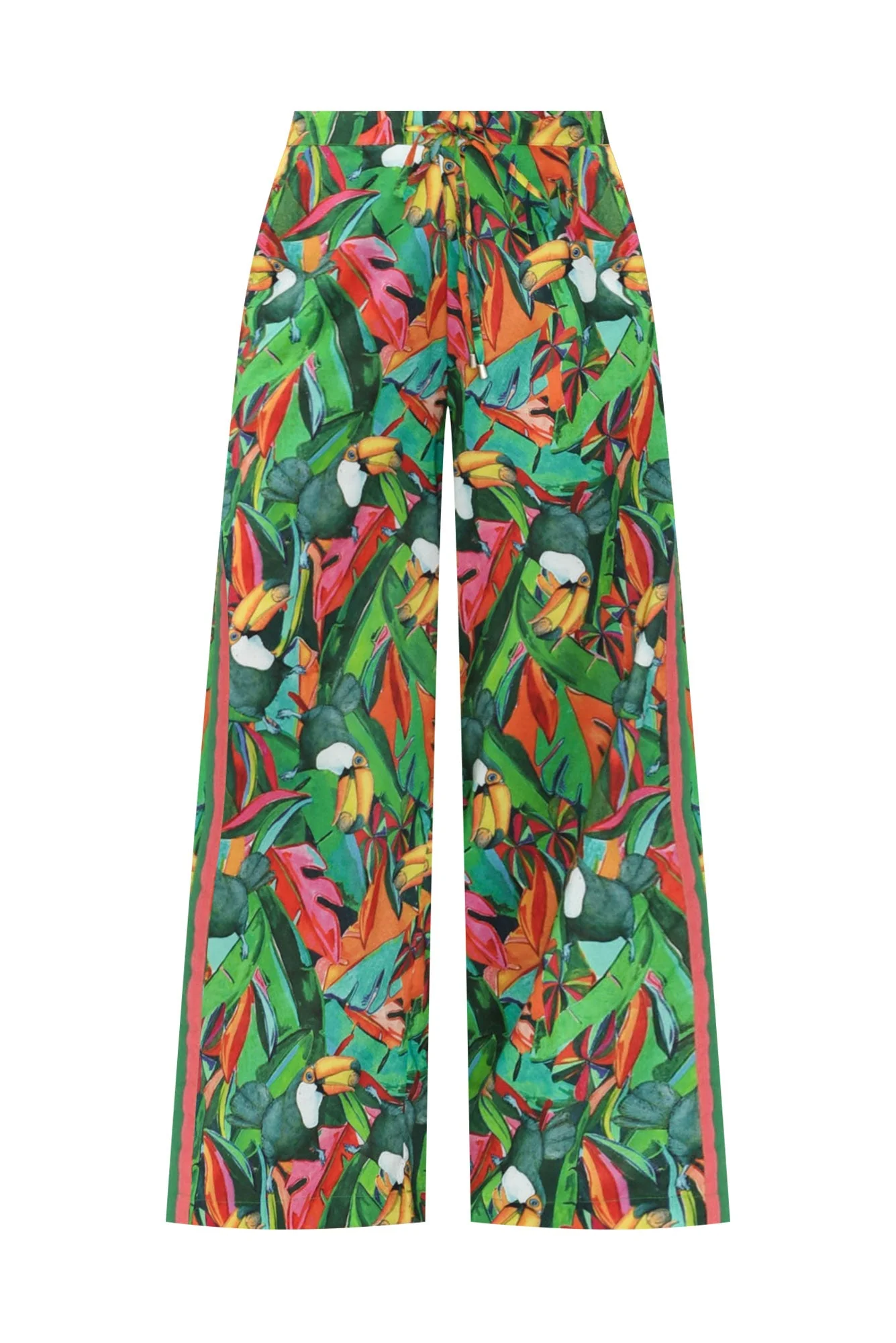 Stephie Green Jungle Cotton Tie Pants