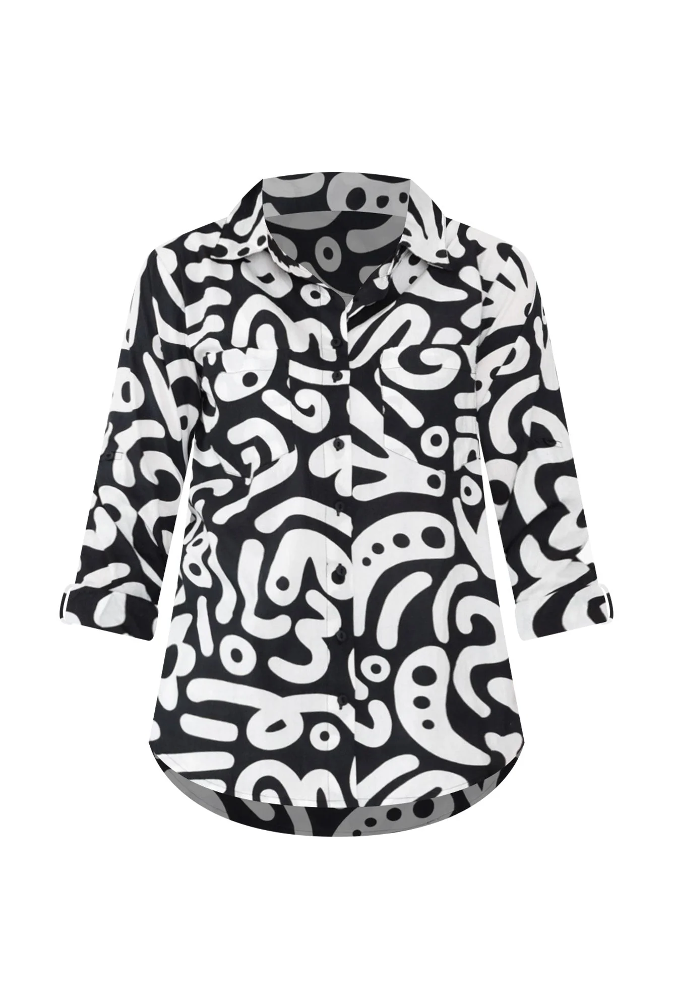 Vale Black Geo Cotton Shirt