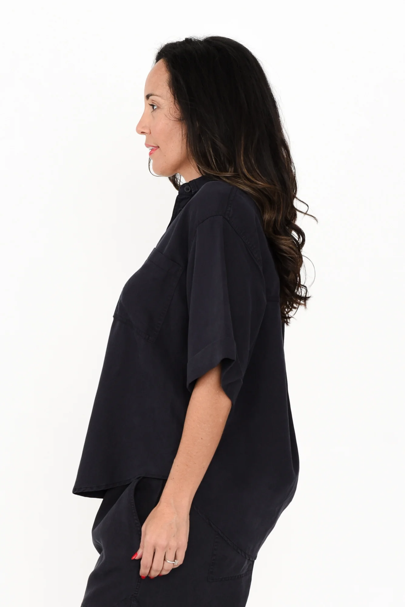 Blitz Washed Navy Lyocell Shirt