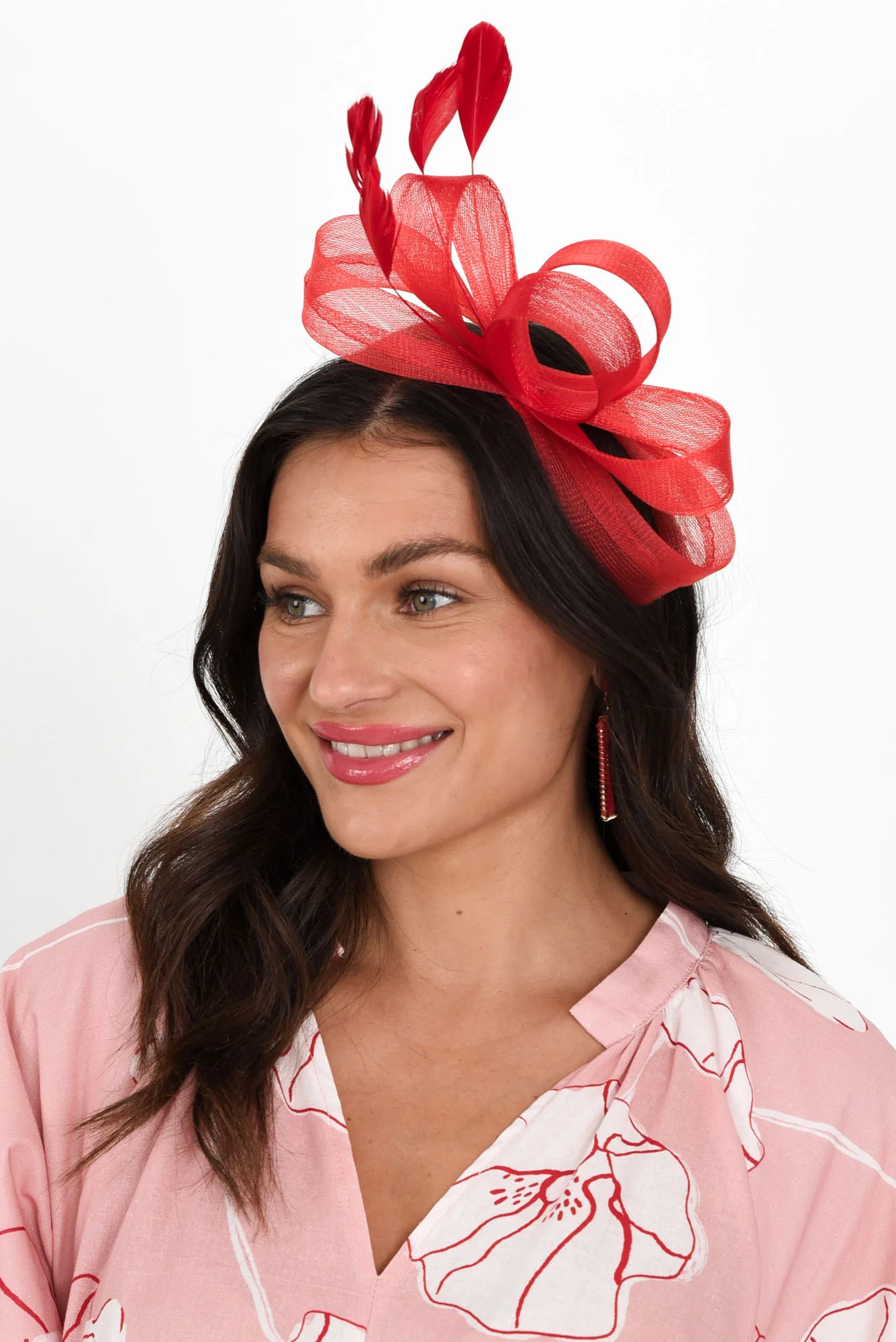 Nyla Red Feather Fascinator