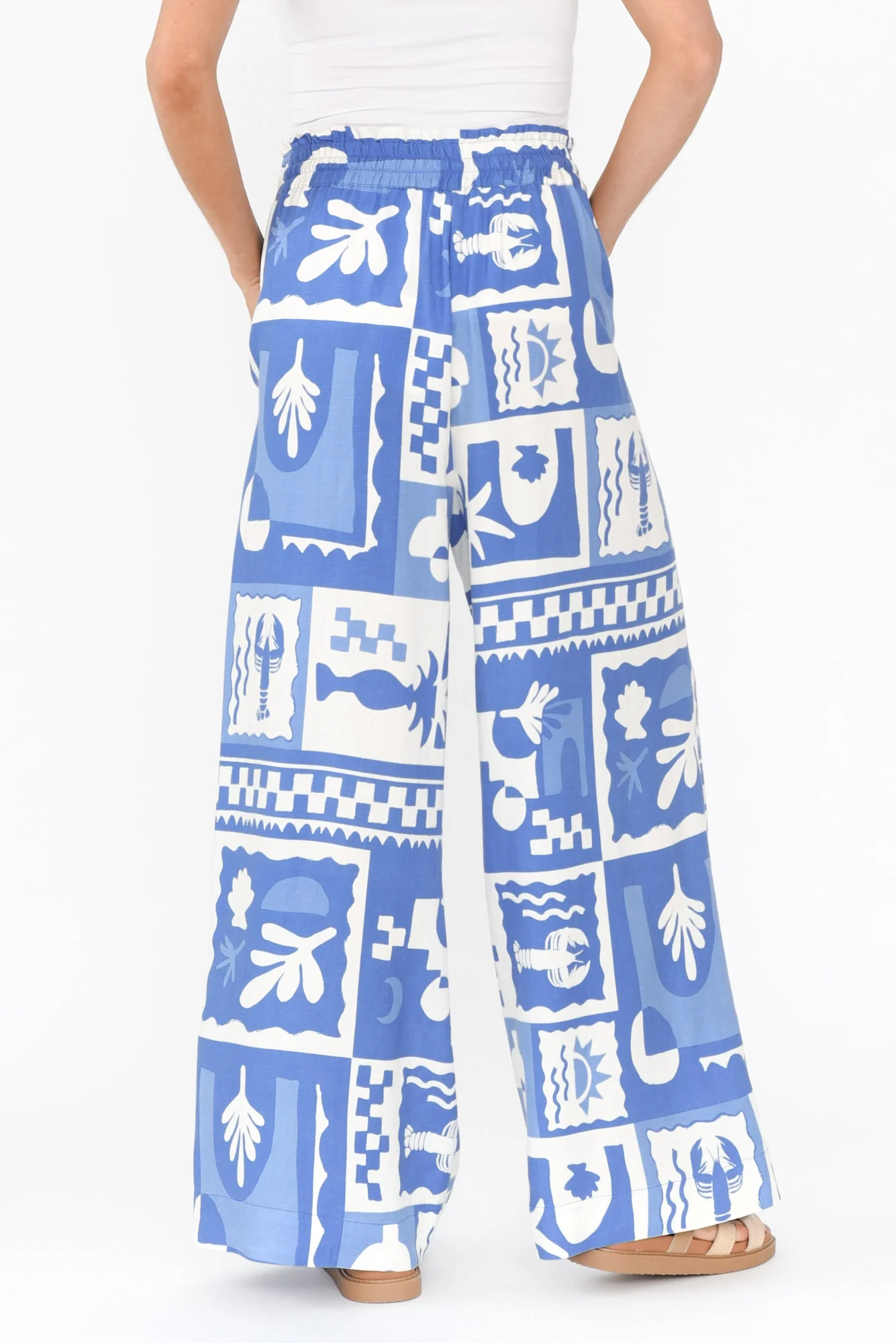 Holiday Blue Seaside Linen Blend Pants