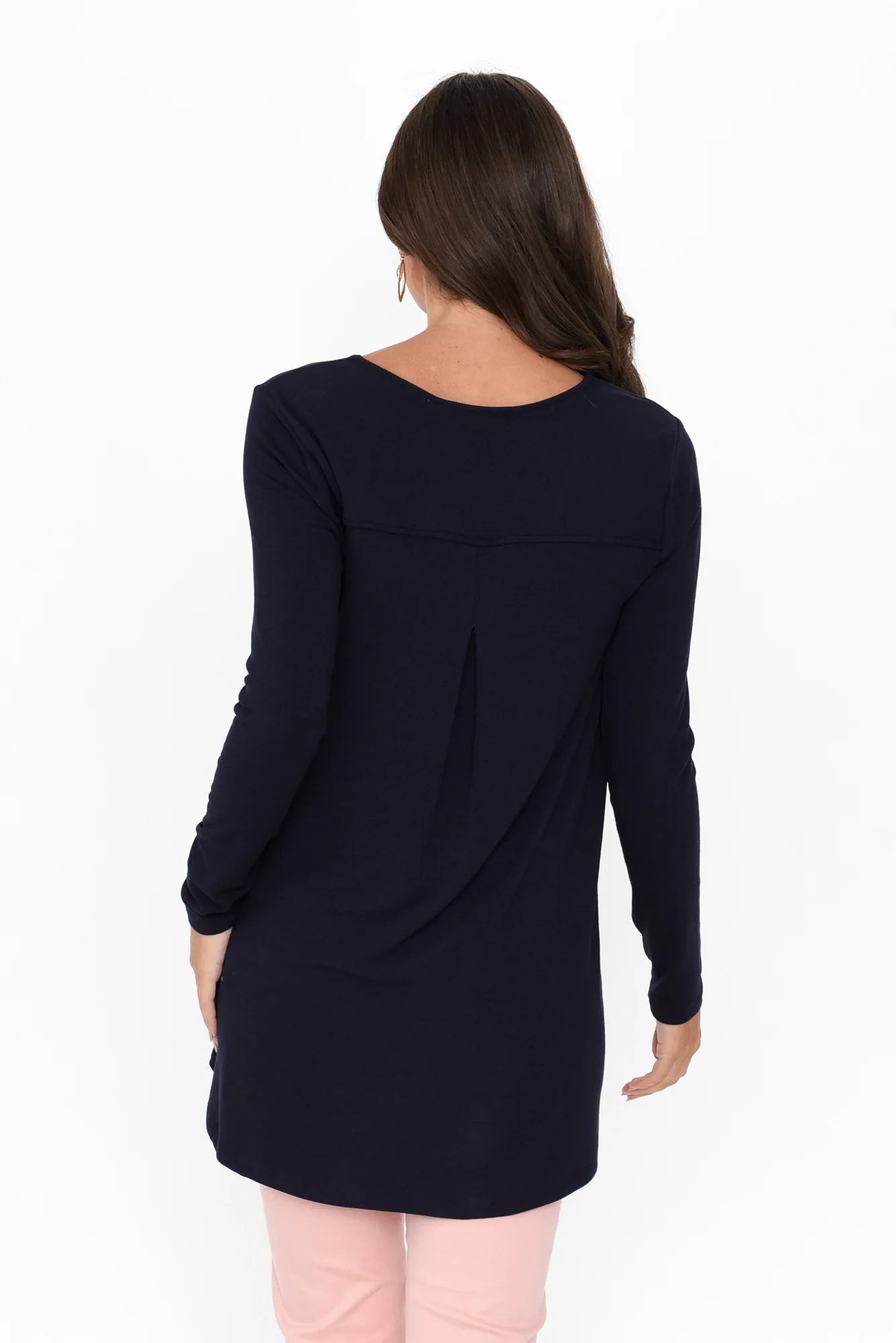 Shenali Navy Long Sleeve Swing Top