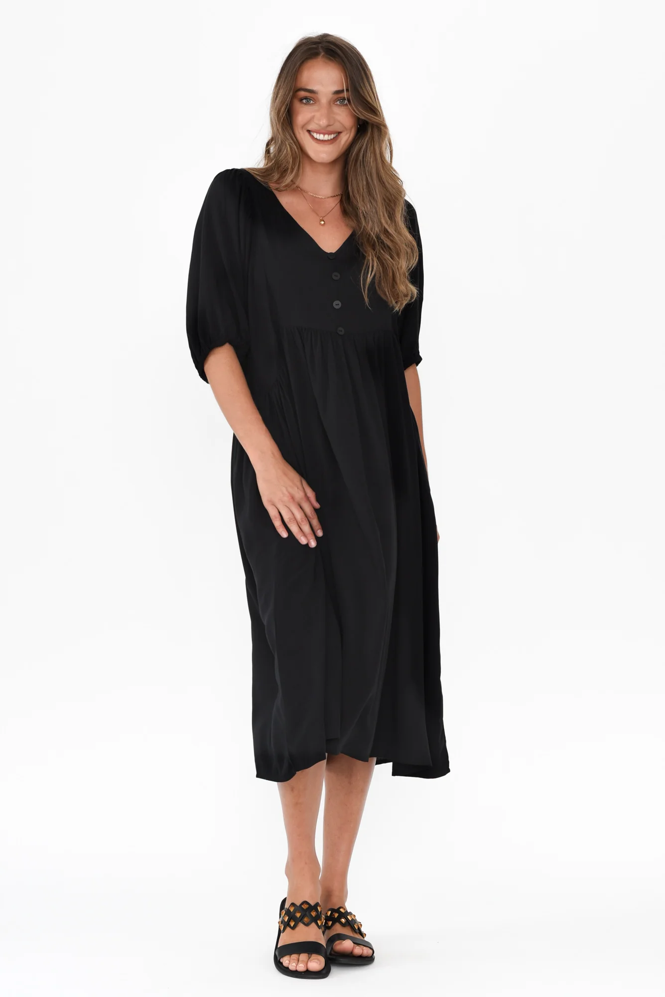 Pansy Black Pocket Dress