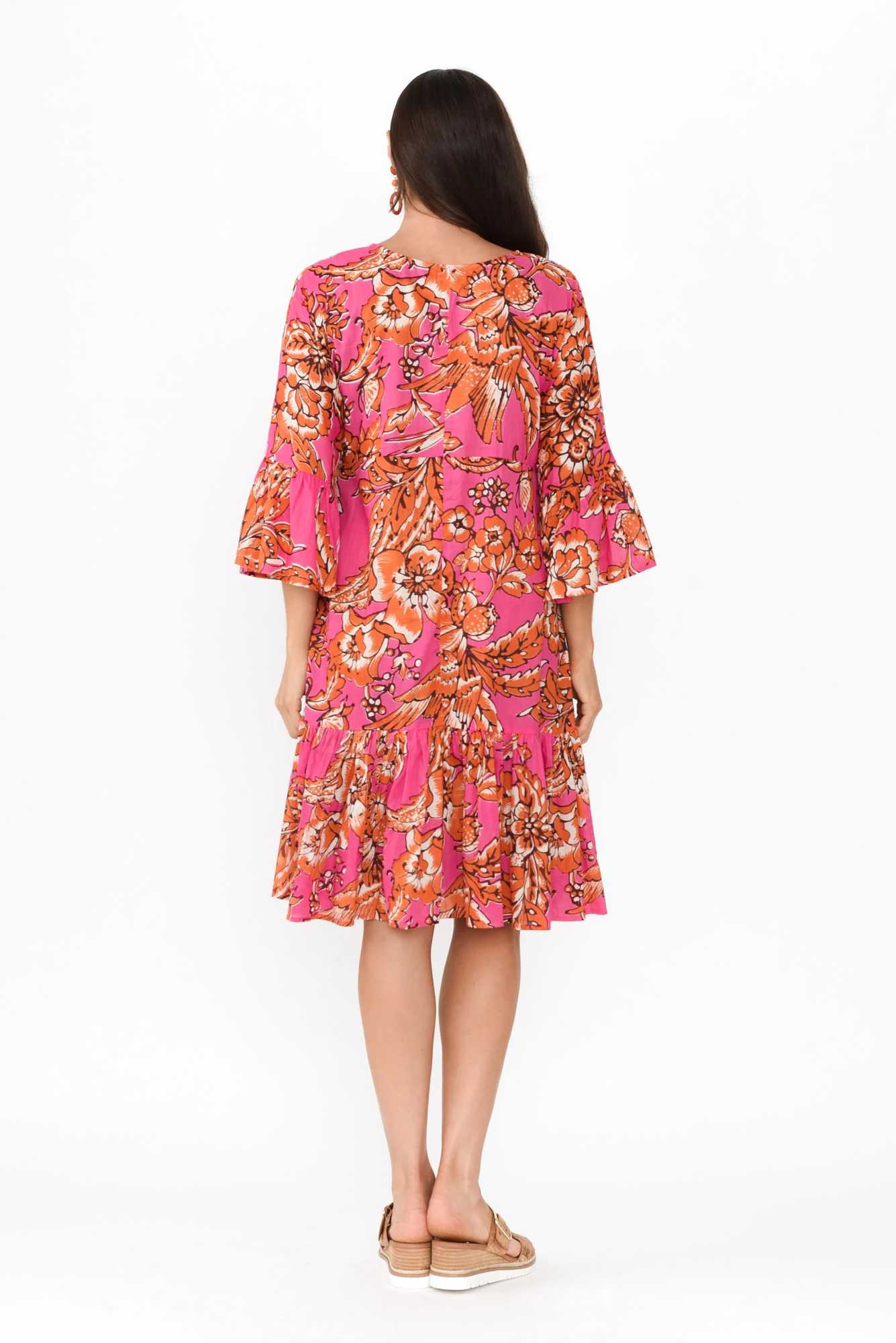 Lucia Orange Garden Cotton Dress