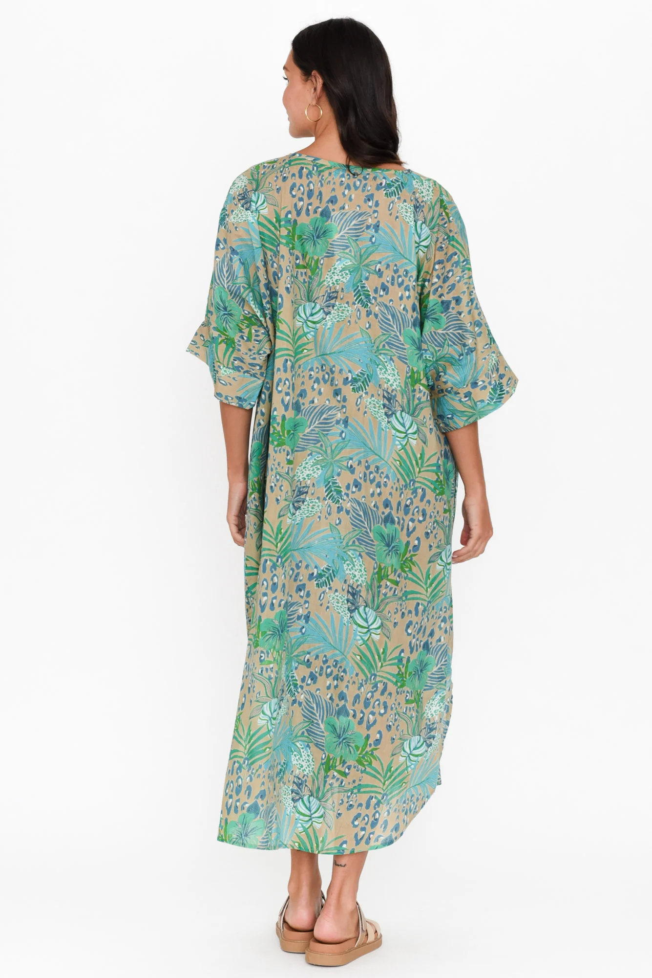 Tella Blue Jungle Cotton Kaftan