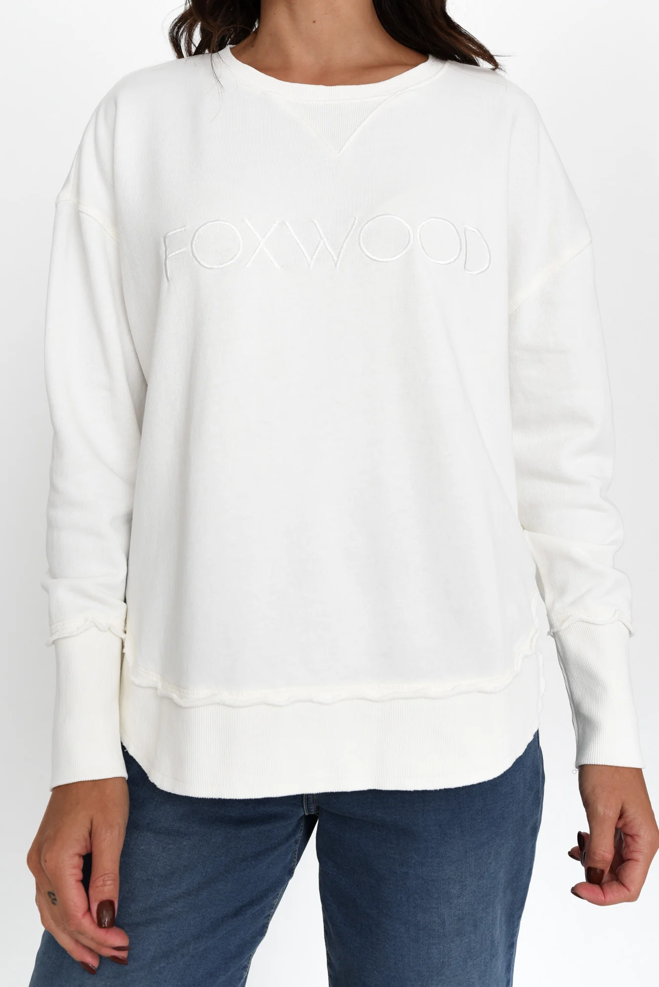 Simplified White Crewneck Jumper