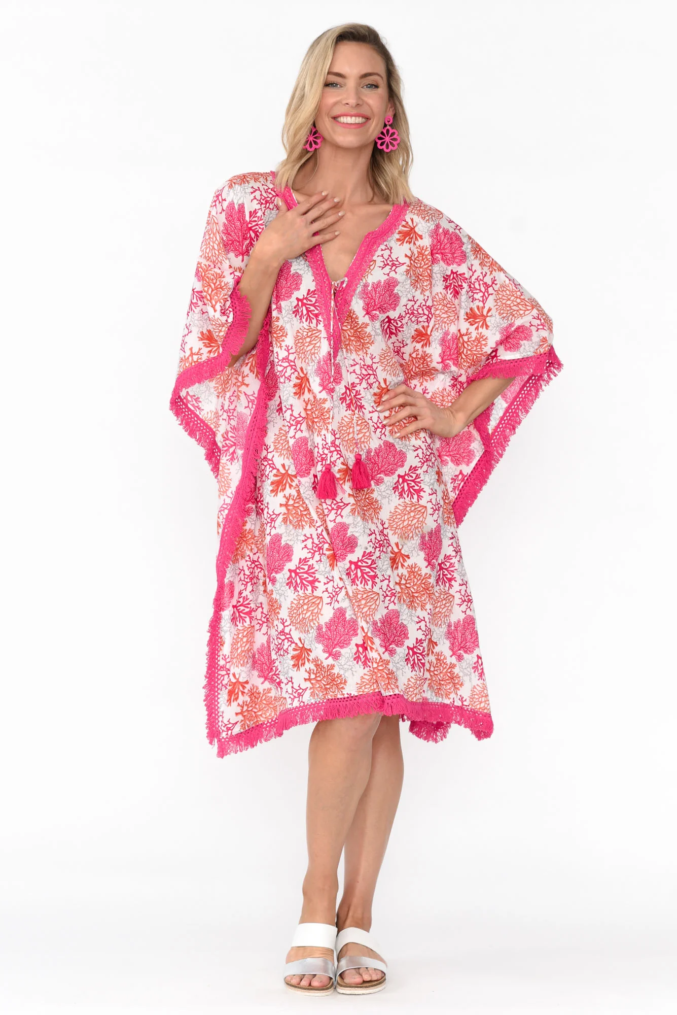 Bedarra Pink Coral Cotton Kaftan