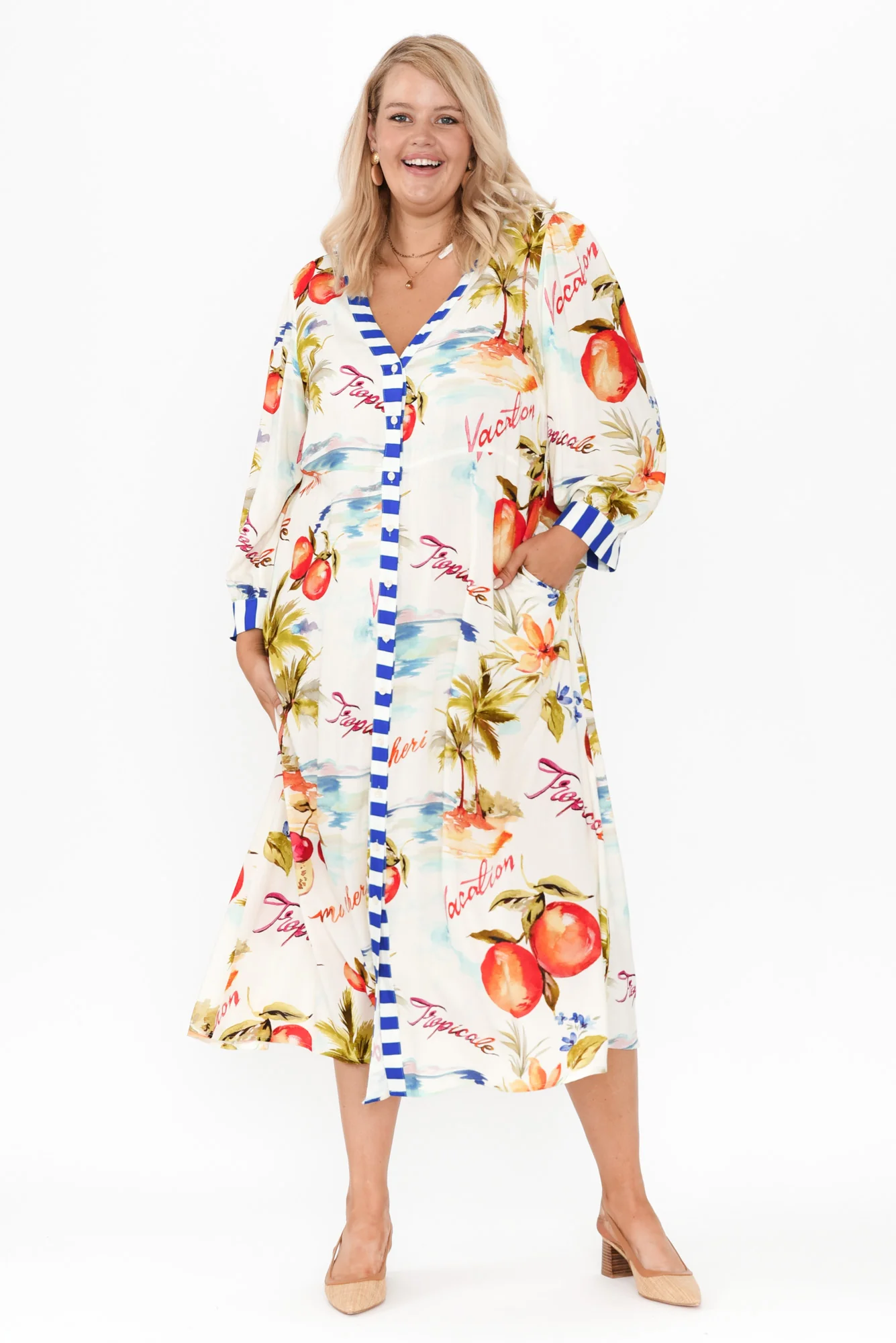Sennia White Tropical Tie Dress
