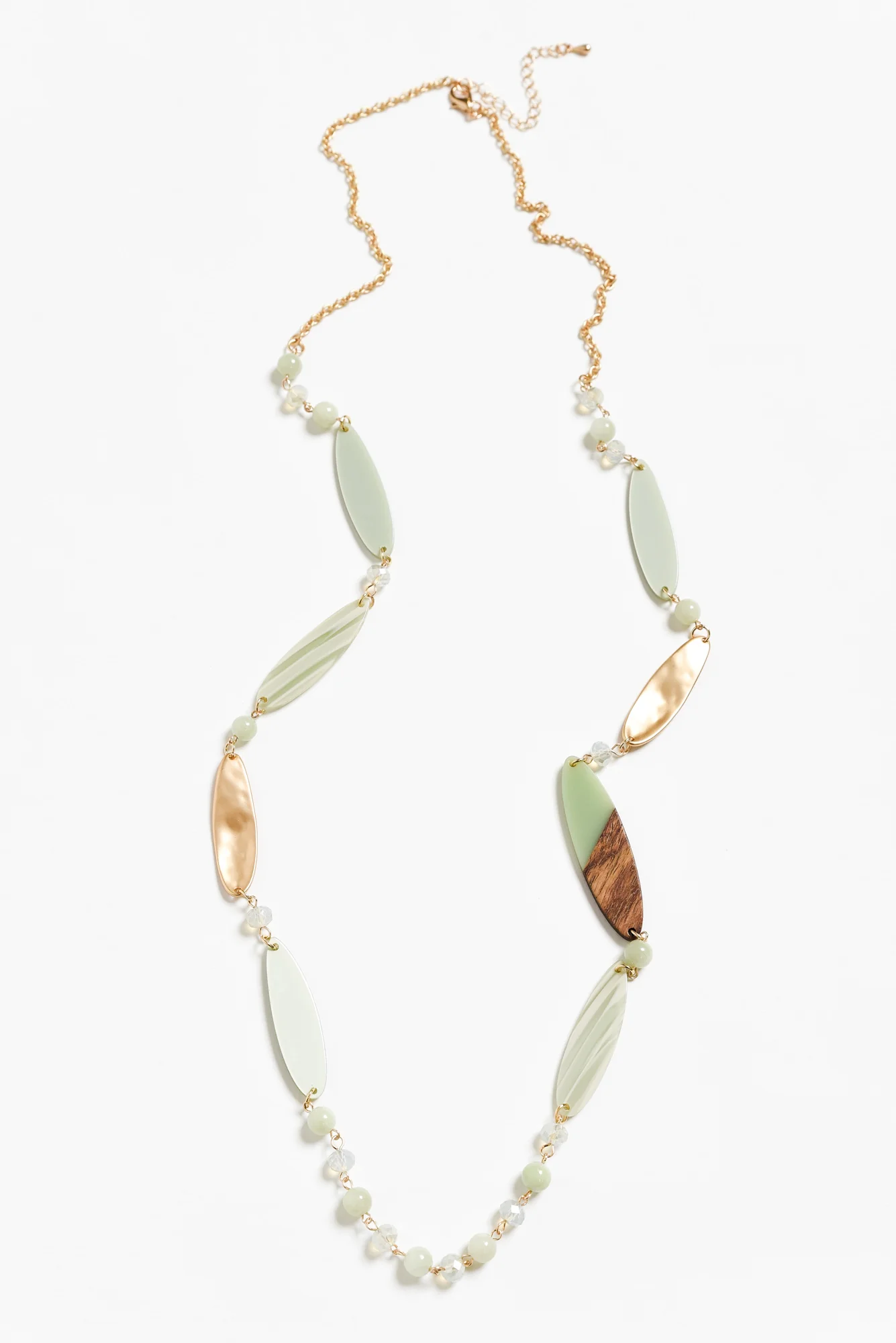 Aal Green Beaded Leaf Necklace