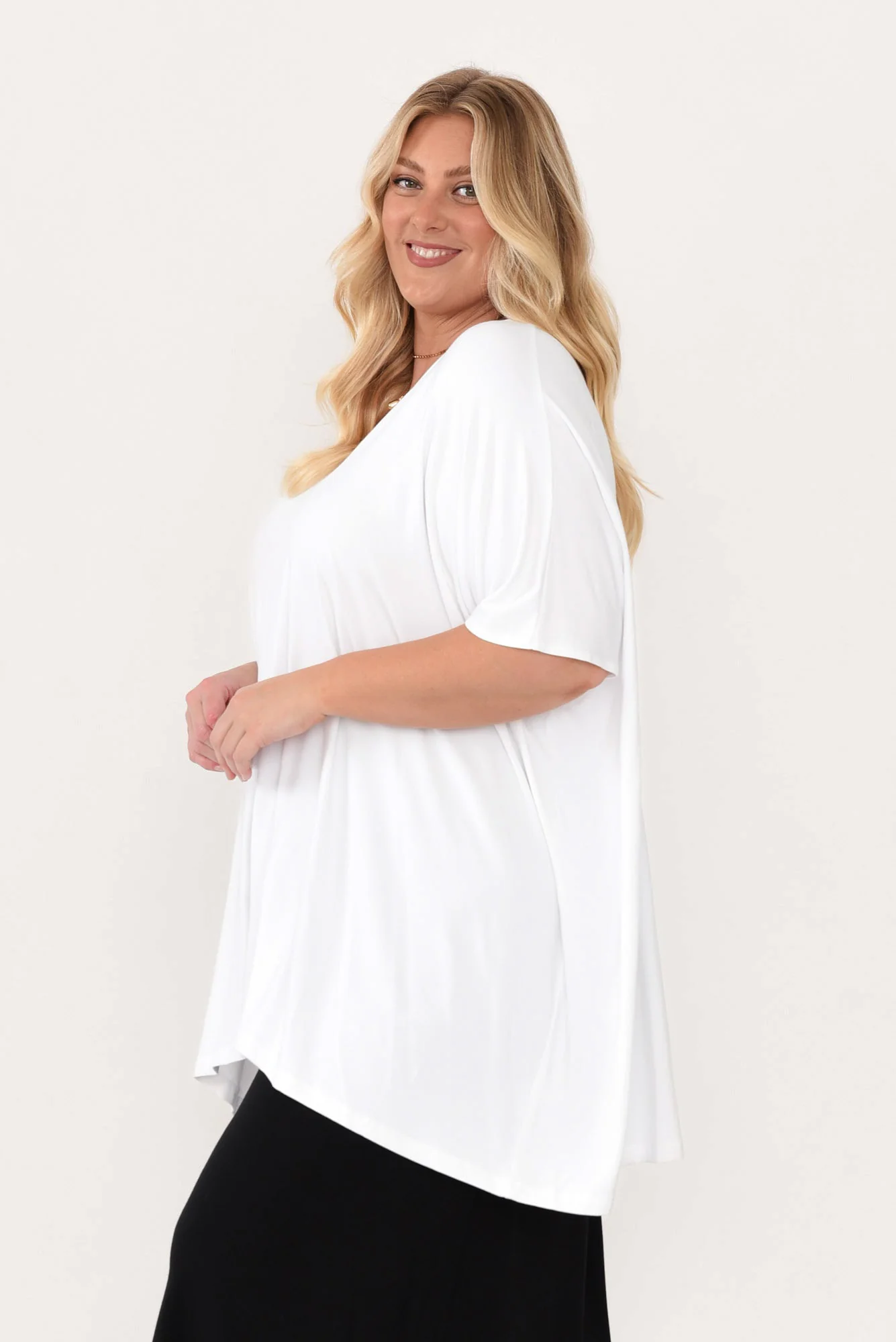 Sorronda White Bamboo Batwing Top