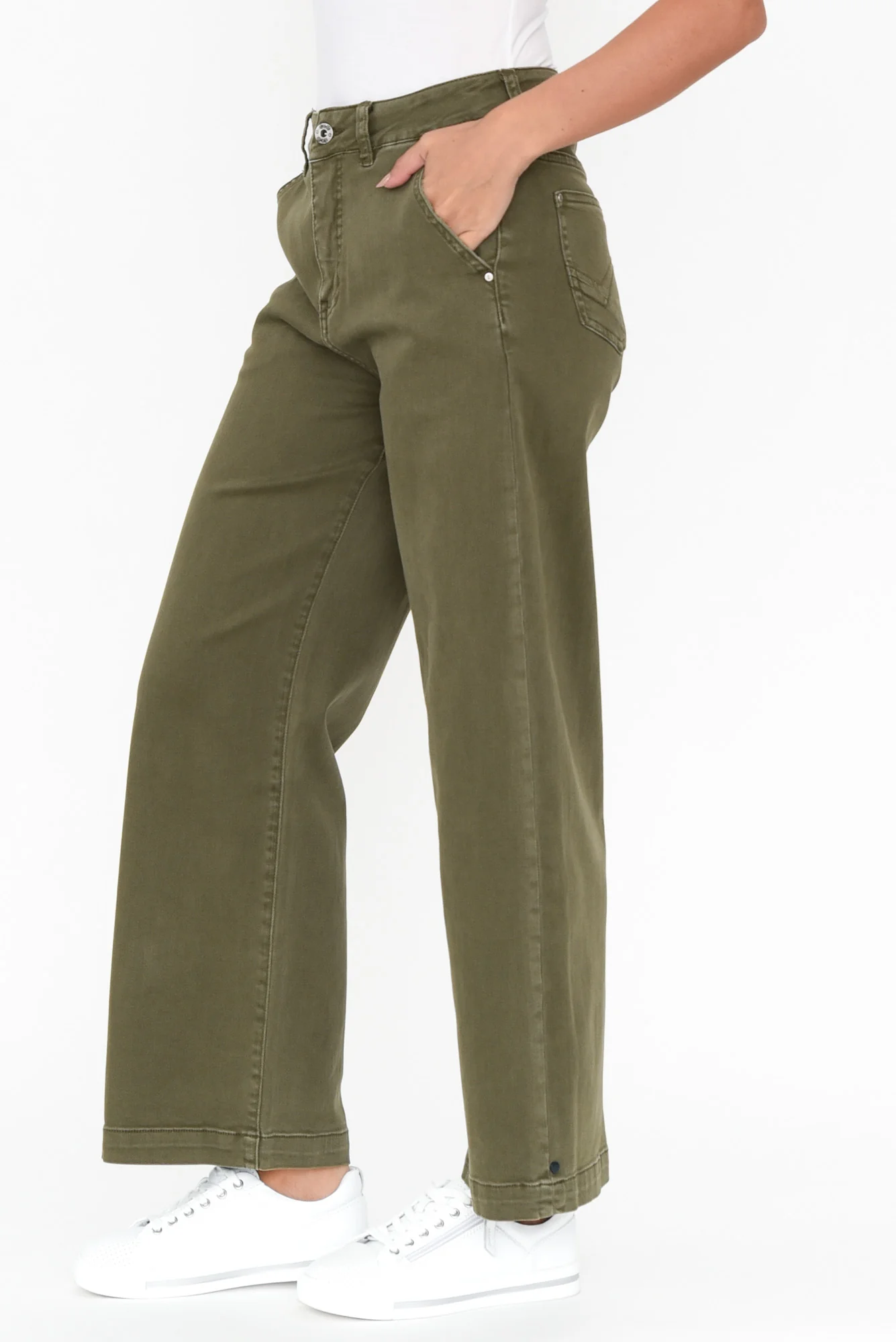 Scarlett Khaki Wide Leg Denim Pants