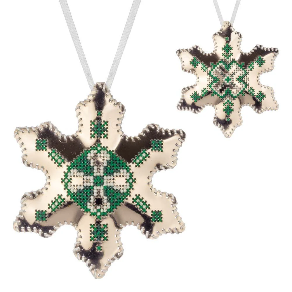 Cross Stitch Kit Snowflake Christmas Ornament DIY Christmas Ornament on Faux Leather