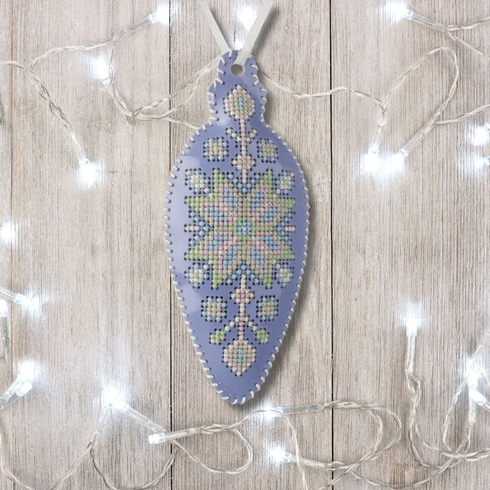 Cross Stitch Kit Icicle Christmas OrnamentDIY Christmas Ornament on Faux Leather