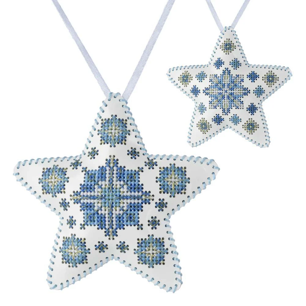 Cross Stitch Kit Star Christmas Ornament DIY Christmas Ornament on Faux Leather