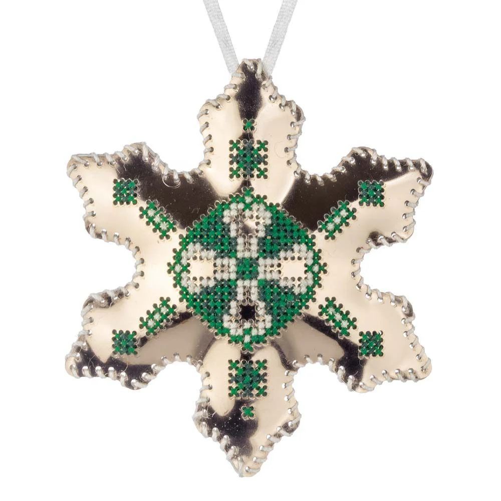 Cross Stitch Kit Snowflake Christmas Ornament DIY Christmas Ornament on Faux Leather