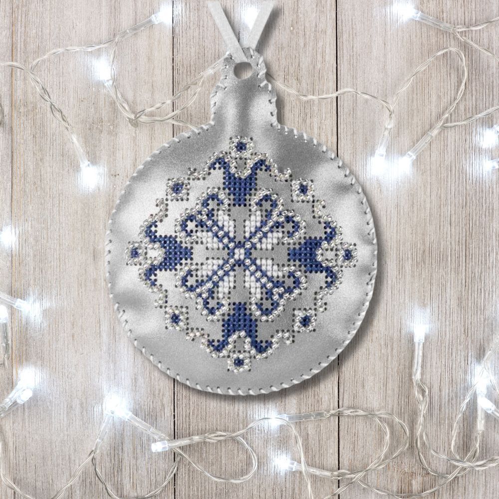Cross Stitch Kit Bauble Christmas Ornament DIY Christmas Ornament on Faux Leather