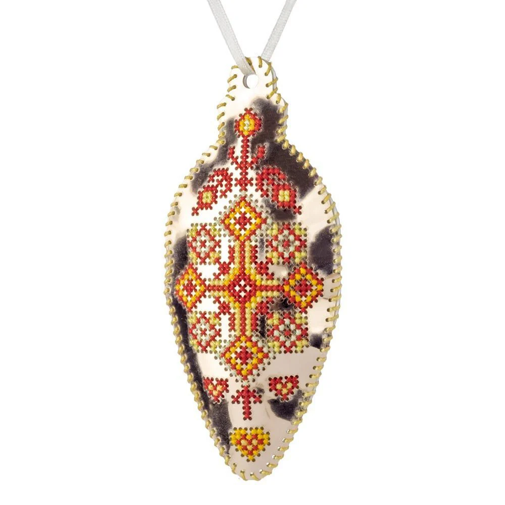 Cross Stitch Kit Icicle Christmas OrnamentDIY Christmas Ornament on Faux Leather