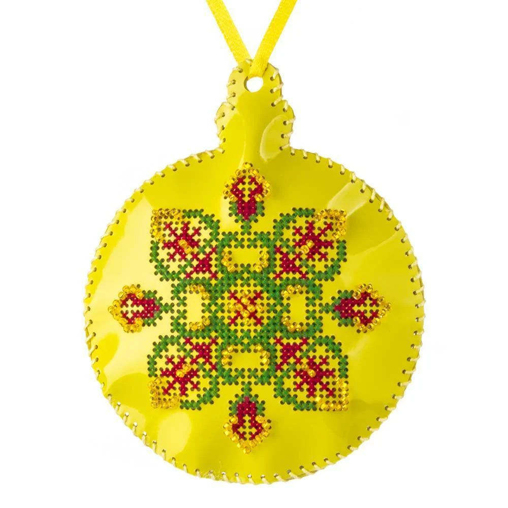 Cross Stitch Kit Bauble Christmas OrnamentDIY Christmas Ornament on Faux Leather
