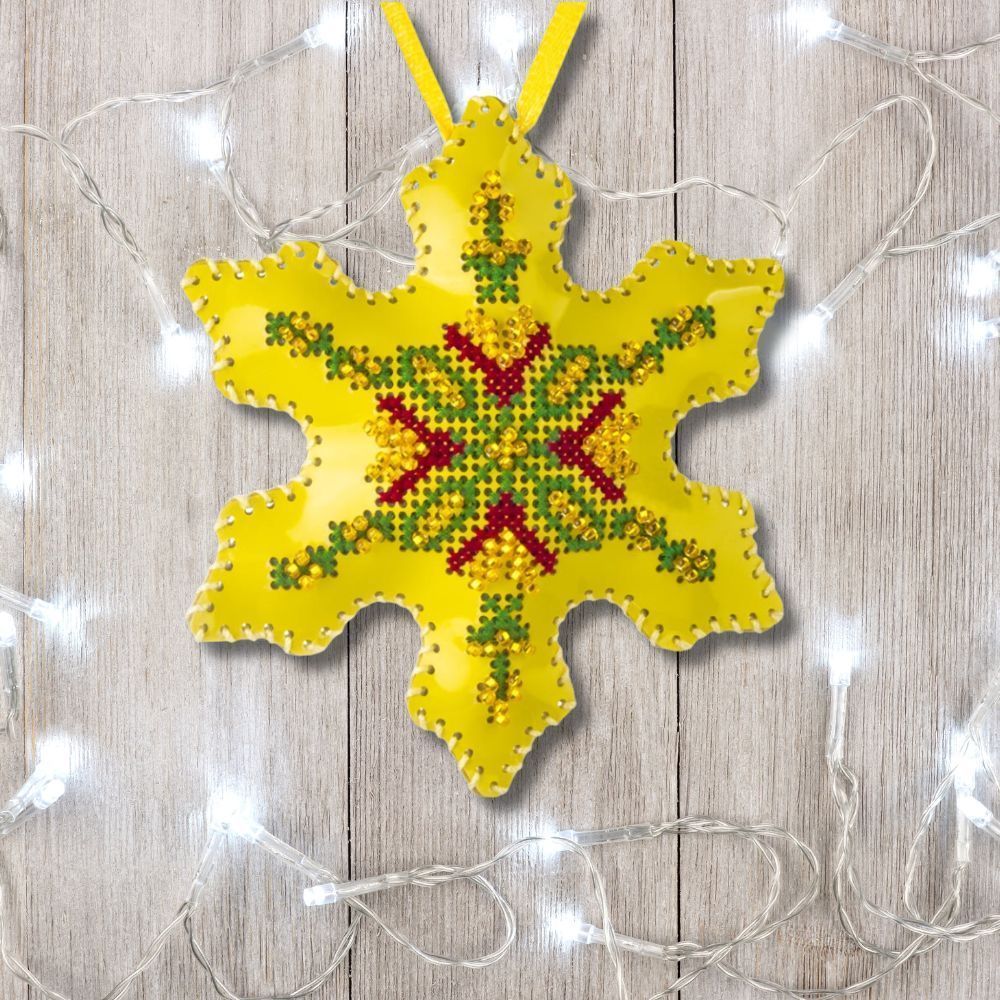 Cross Stitch Kit Snowflake Christmas Ornament DIY Christmas Ornament on Faux Leather