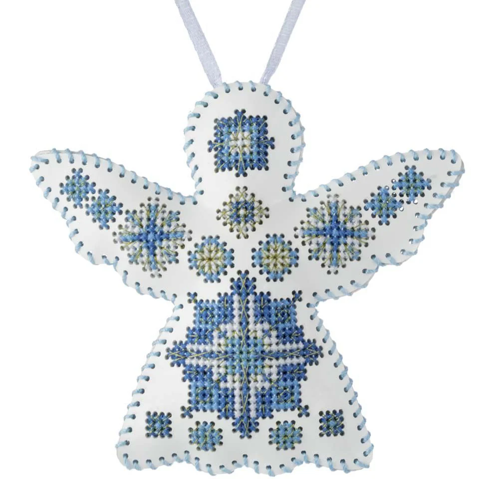 Cross Stitch Kit Angel Christmas Ornament DIY Christmas Ornament on Faux Leather