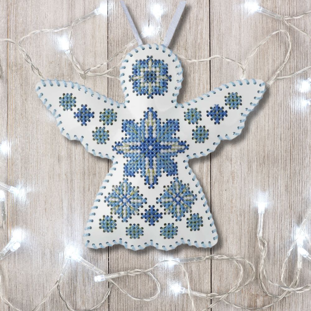 Cross Stitch Kit Angel Christmas Ornament DIY Christmas Ornament on Faux Leather