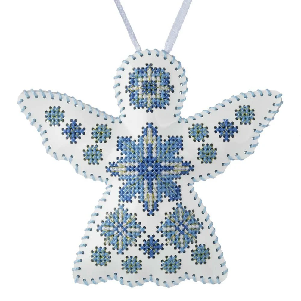 Cross Stitch Kit Angel Christmas Ornament DIY Christmas Ornament on Faux Leather