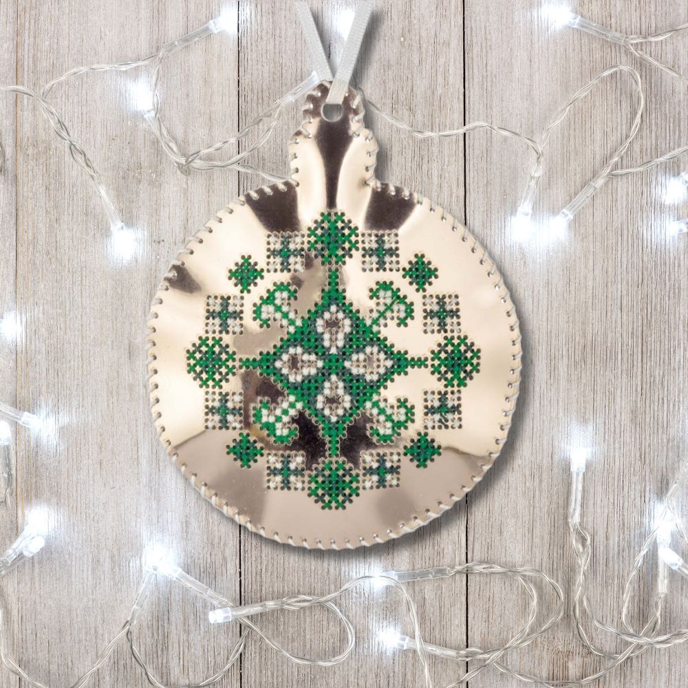 Cross Stitch Kit Bauble Christmas Ornament DIY Christmas Ornament on Faux Leather