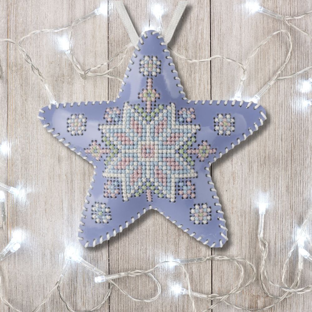 Cross Stitch Kit Star Christmas Ornament DIY Christmas Ornament on Faux Leather