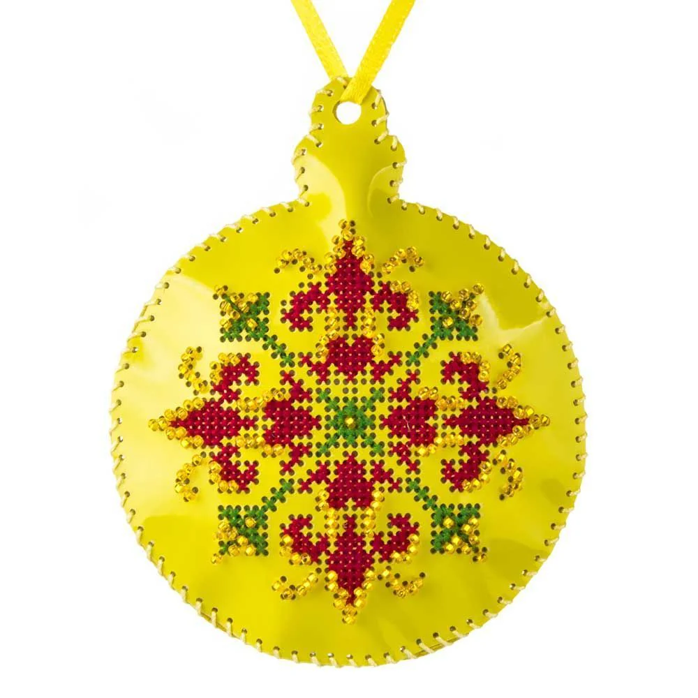 Cross Stitch Kit Bauble Christmas OrnamentDIY Christmas Ornament on Faux Leather
