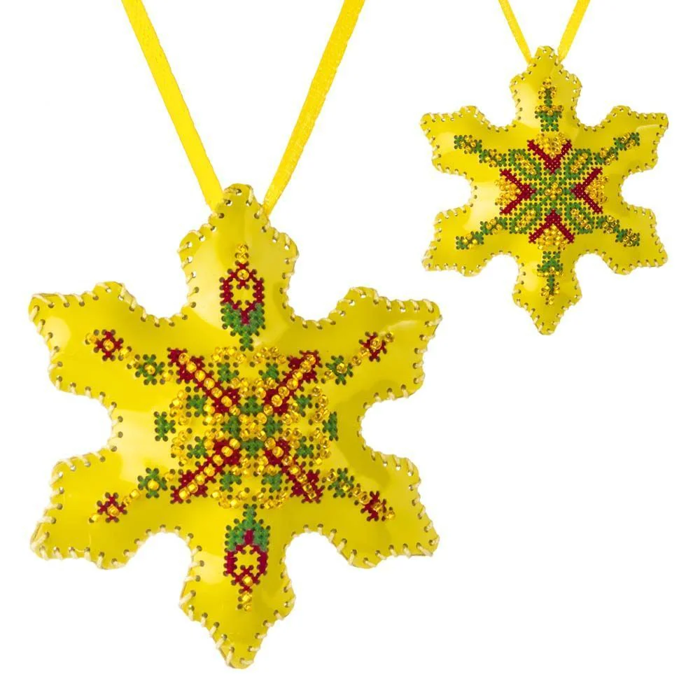 Cross Stitch Kit Snowflake Christmas Ornament DIY Christmas Ornament on Faux Leather
