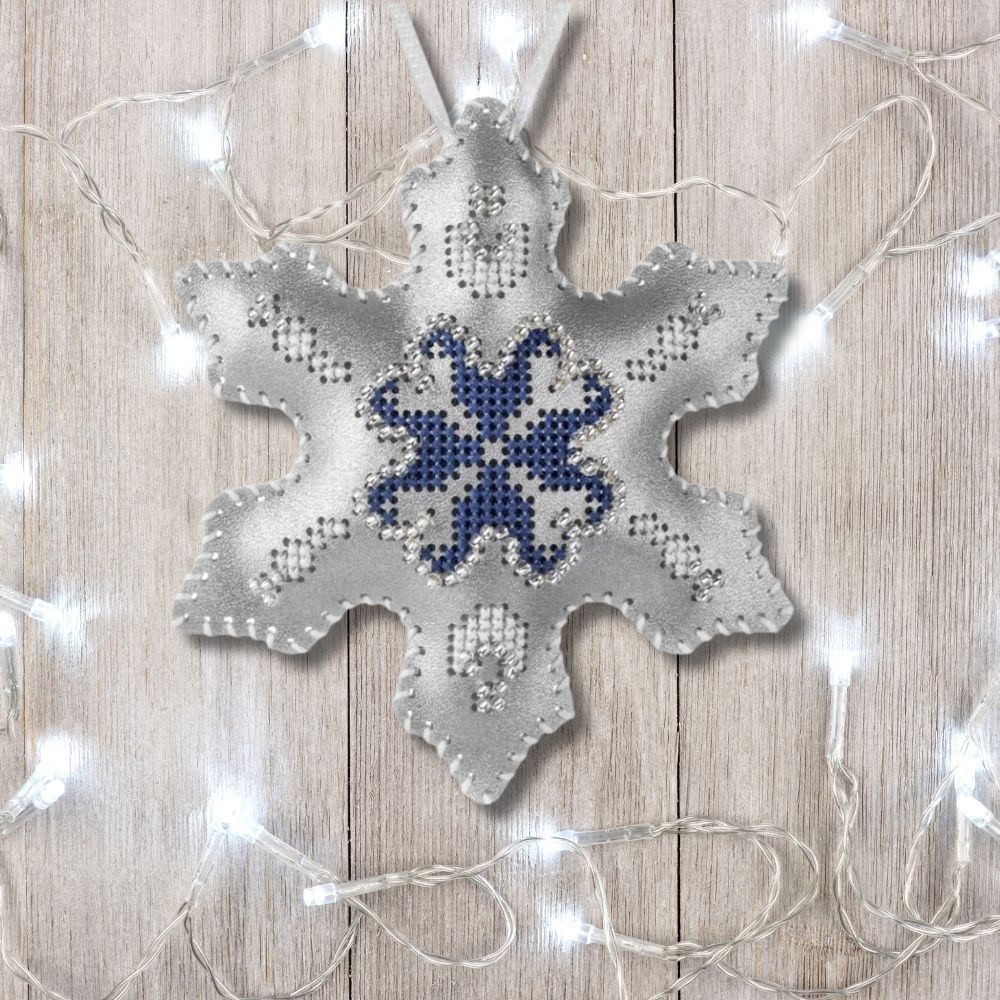 Cross Stitch Kit Snowflake Christmas Ornament DIY Christmas Ornament on Faux Leather