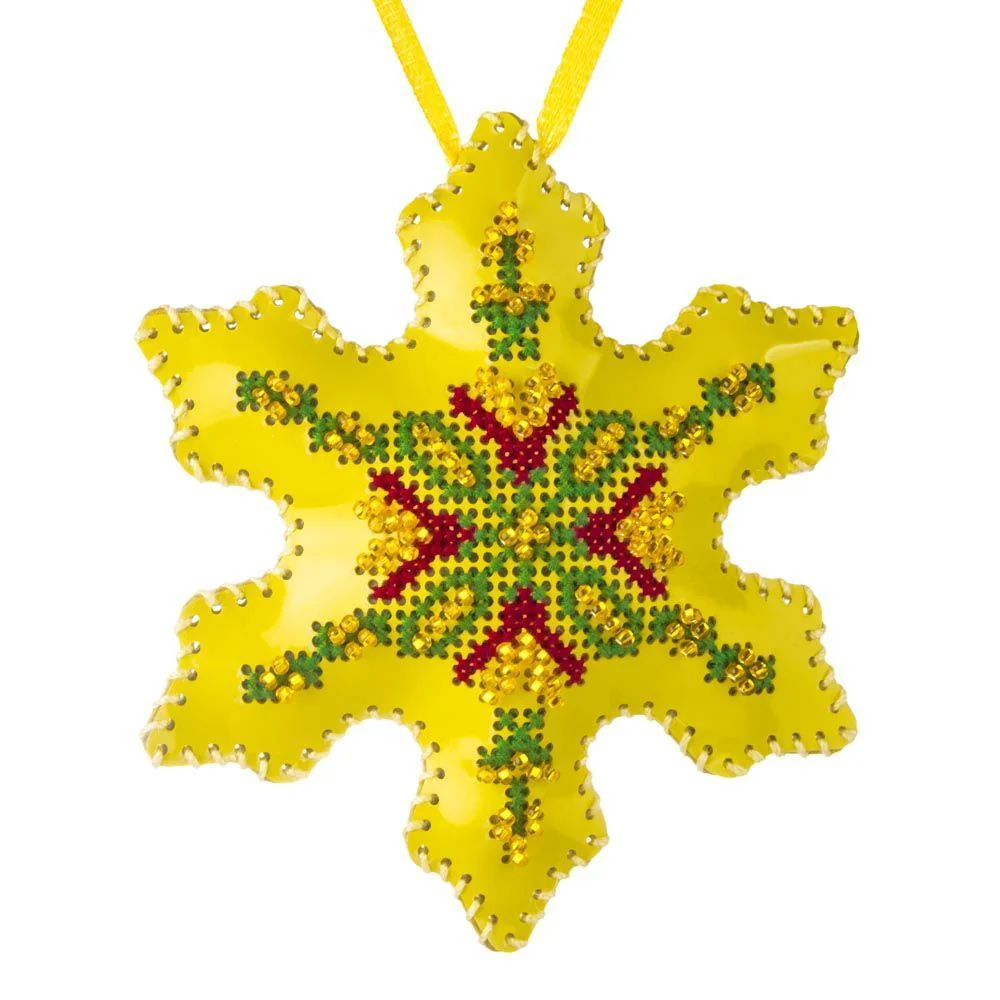 Cross Stitch Kit Snowflake Christmas Ornament DIY Christmas Ornament on Faux Leather