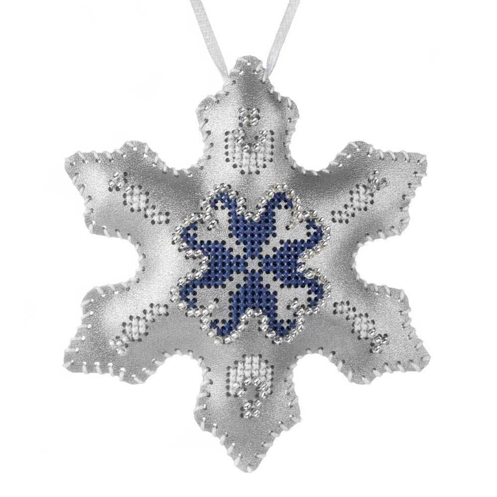 Cross Stitch Kit Snowflake Christmas Ornament DIY Christmas Ornament on Faux Leather