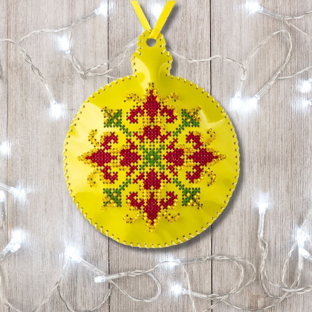 Cross Stitch Kit Bauble Christmas OrnamentDIY Christmas Ornament on Faux Leather