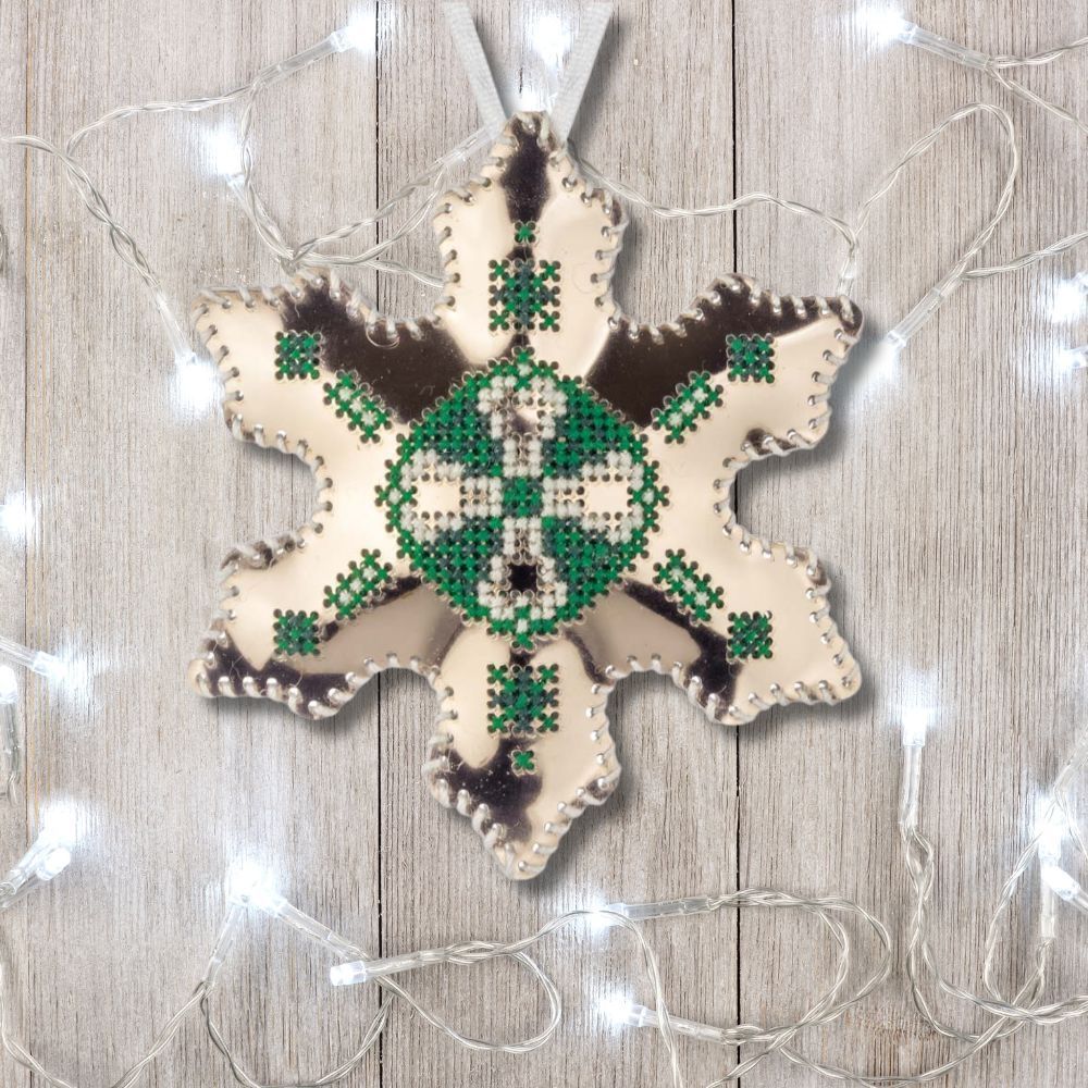 Cross Stitch Kit Snowflake Christmas Ornament DIY Christmas Ornament on Faux Leather