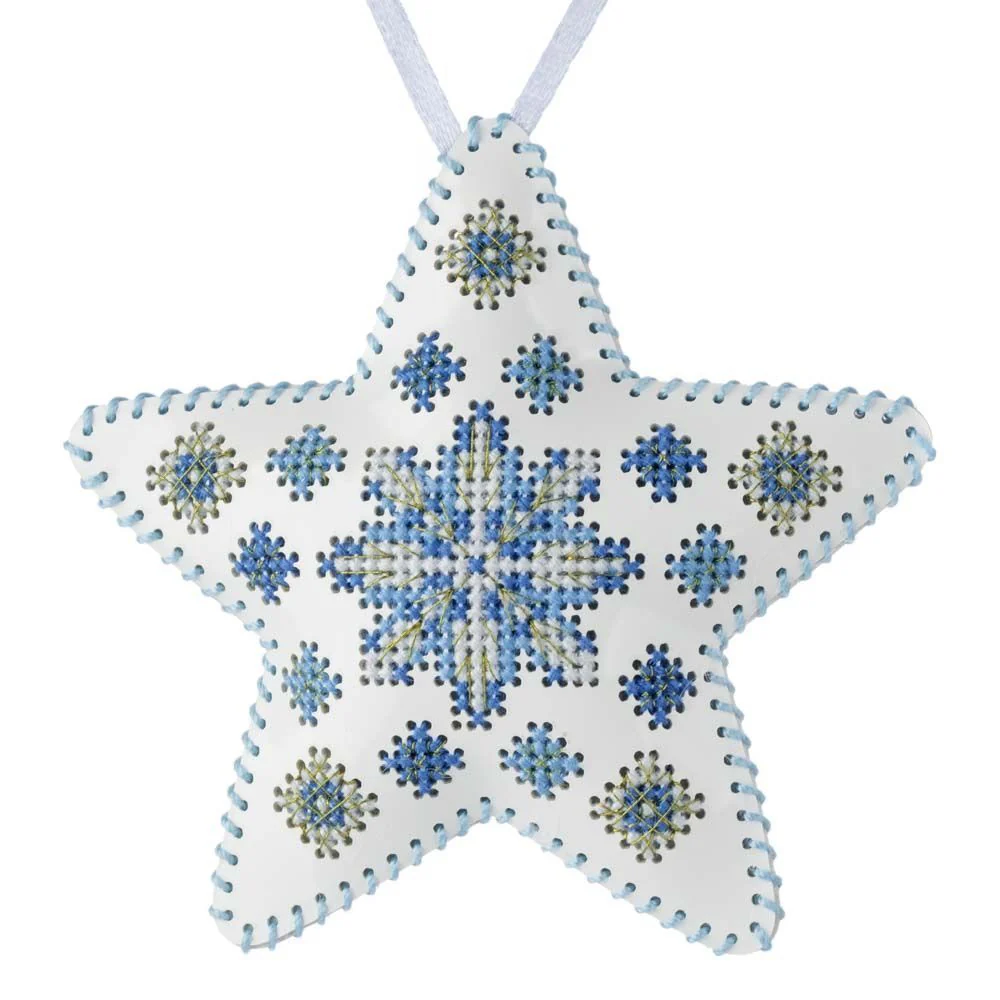 Cross Stitch Kit Star Christmas Ornament DIY Christmas Ornament on Faux Leather