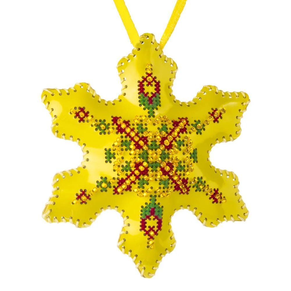 Cross Stitch Kit Snowflake Christmas Ornament DIY Christmas Ornament on Faux Leather