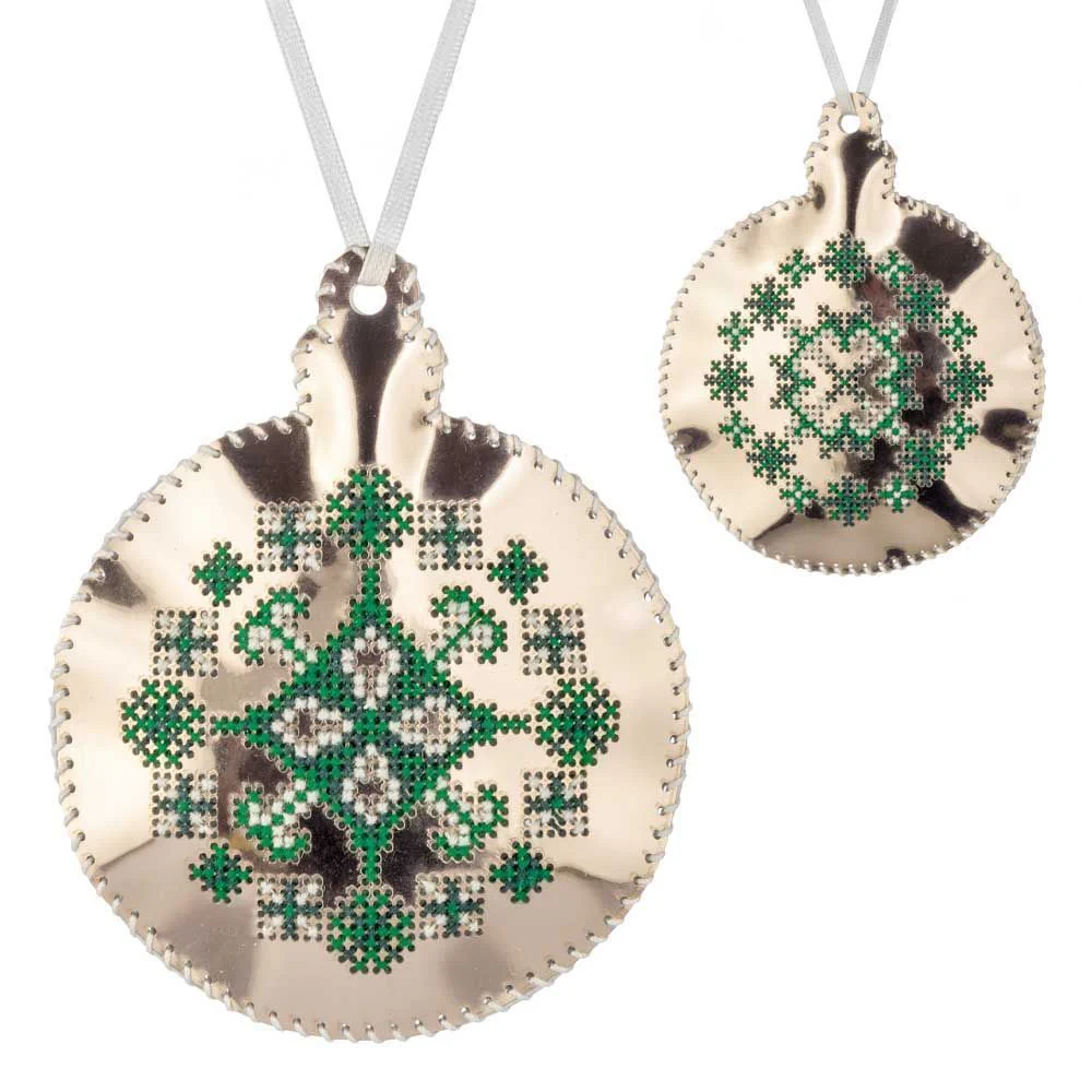 Cross Stitch Kit Bauble Christmas Ornament DIY Christmas Ornament on Faux Leather